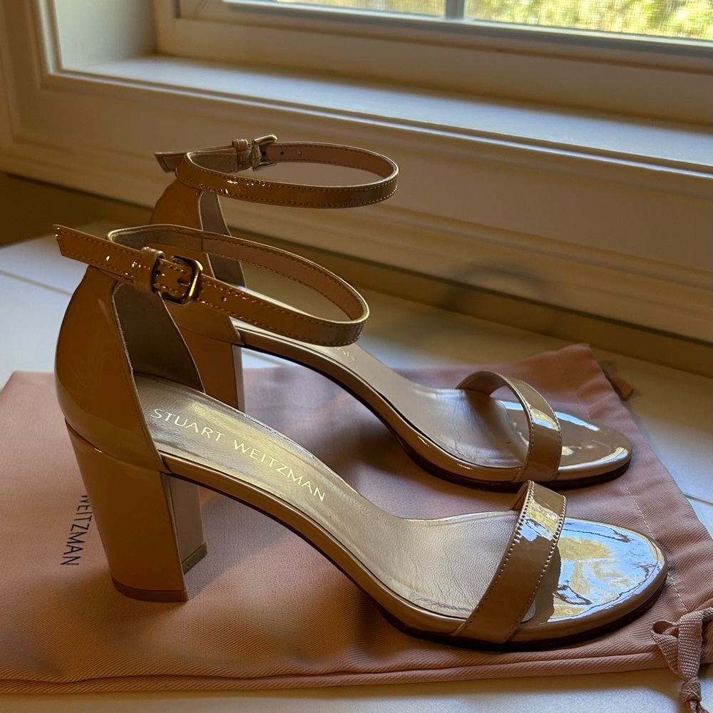 Stuart Weitzman Nude Ankle Strap Heels 7.5